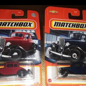 Matchbox '34 Chevy Master Coupe Set Car Toys Boys Gifts MAROON RED BLUE